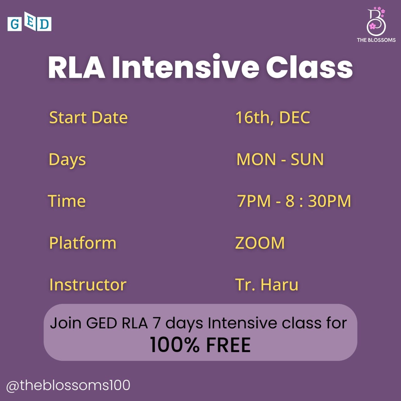 GED RLA Intensive Class